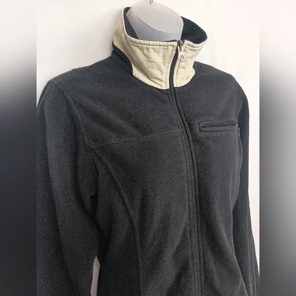 NORTH FACE Black Fleece Winter Jacket with Cream‎ Collar (#1,544)(C)